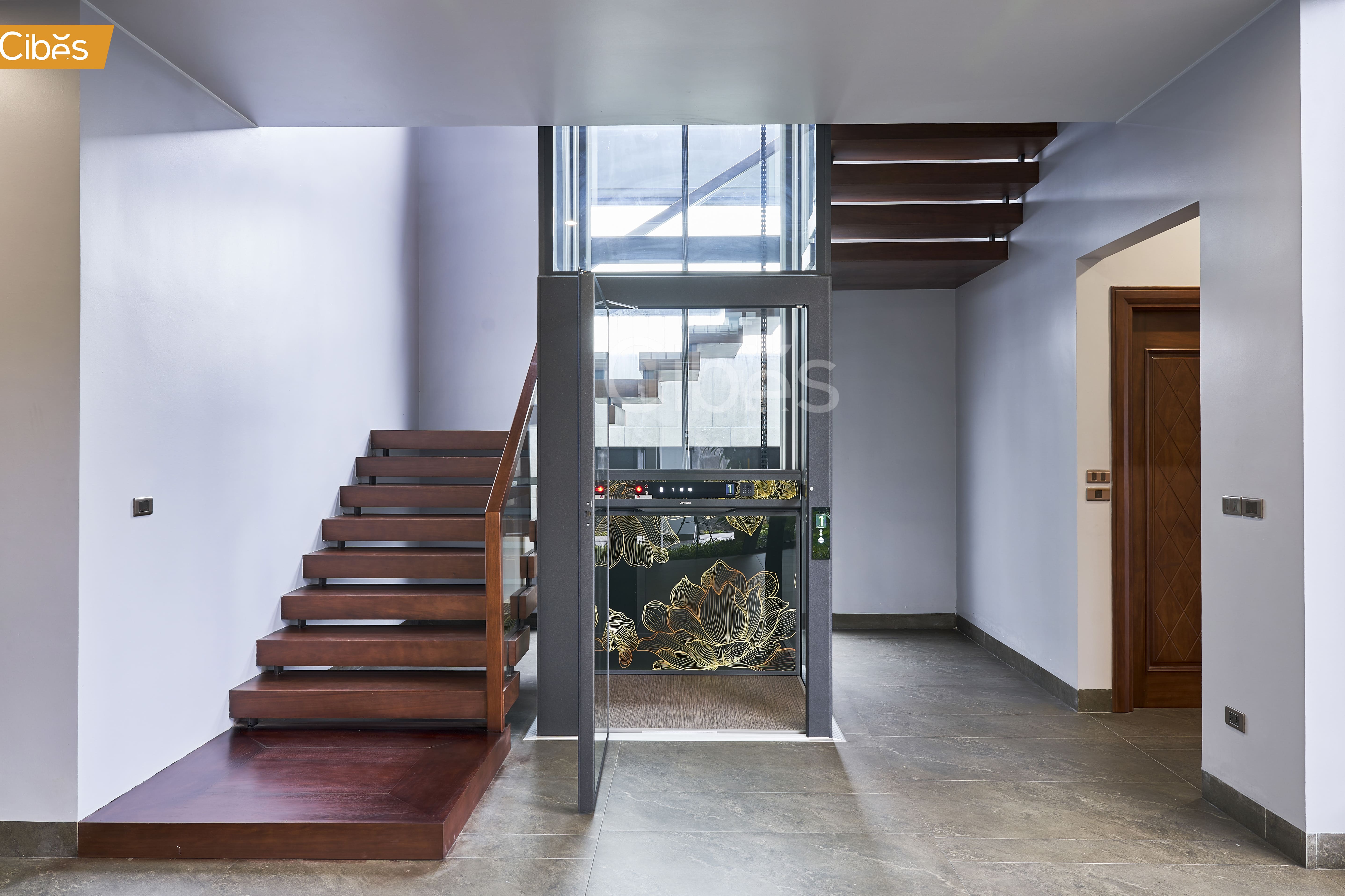 Vĩnh Phúc - Thang máy Voyager80 Aurora - Họa tiết hoa sen